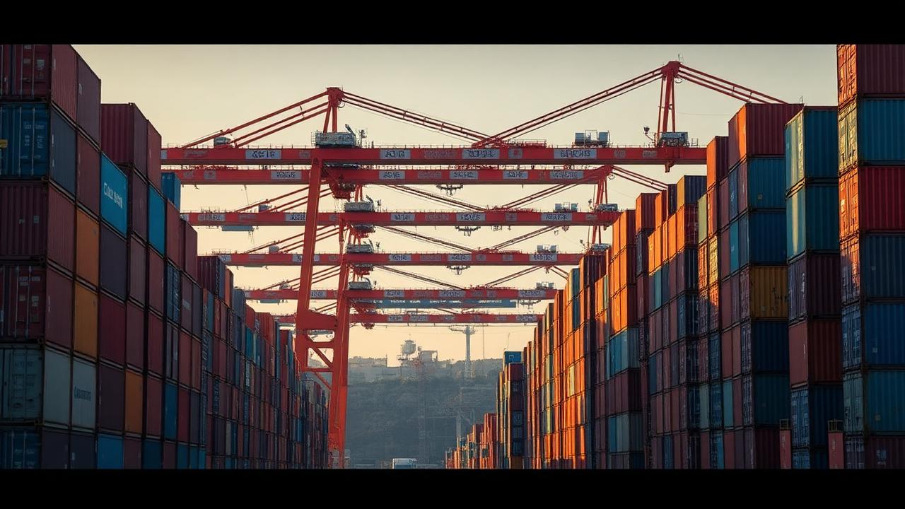 Container terminal at Salalah in mid-morning light